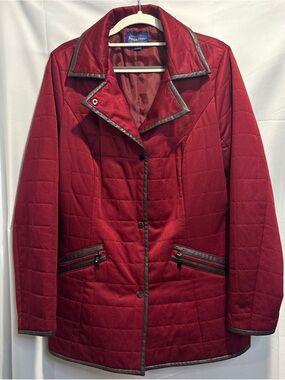 Pendleton Quilted Wine Red Trench Coat with Contrast Trim